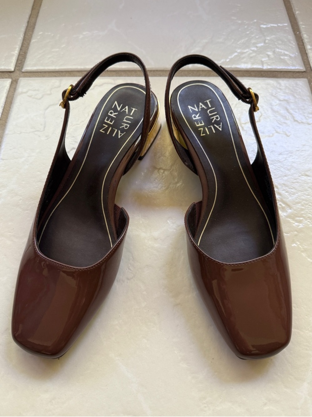 Naturalizer Women's Brown Patent Slingback Mules